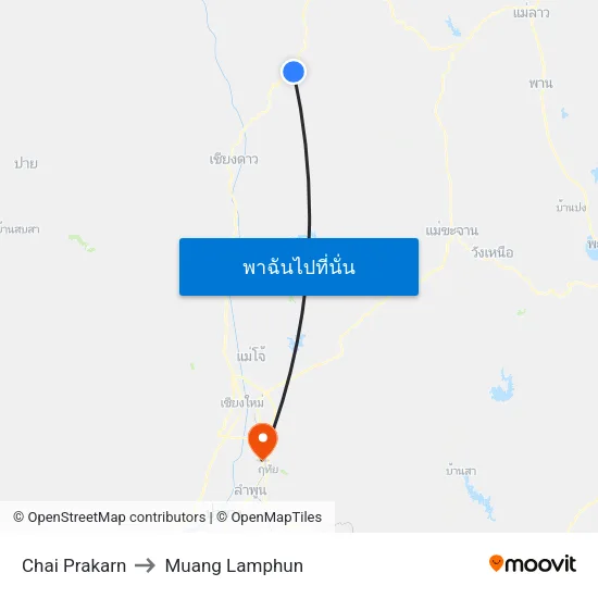 Chai Prakarn to Muang Lamphun map