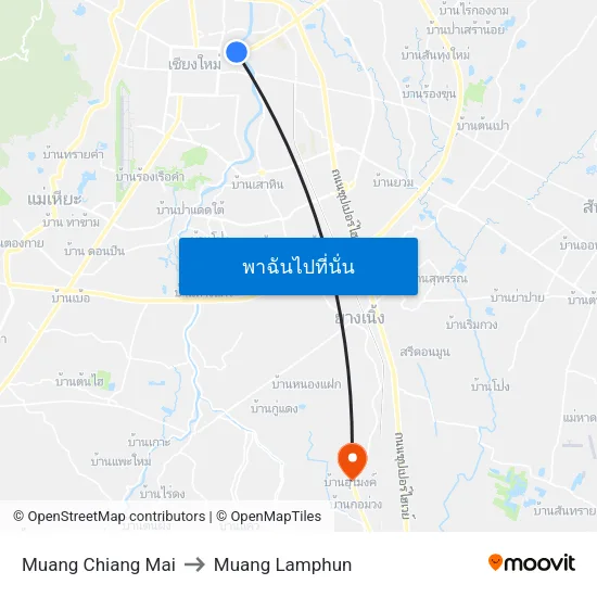 Muang Chiang Mai to Muang Lamphun map
