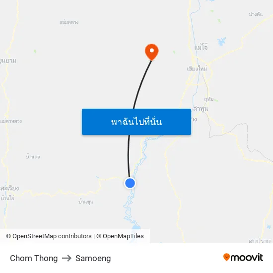 Chom Thong to Samoeng map