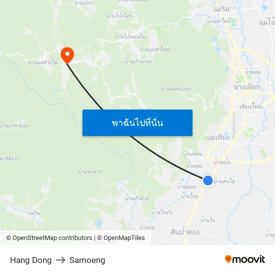 Hang Dong to Samoeng map