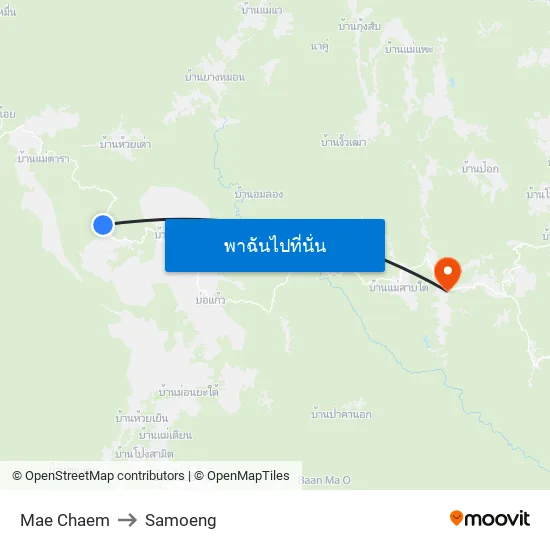 Mae Chaem to Samoeng map