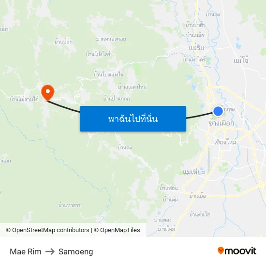 Mae Rim to Samoeng map