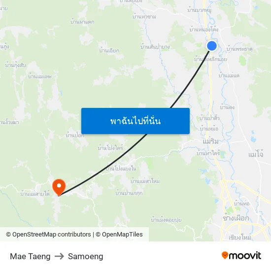 Mae Taeng to Samoeng map