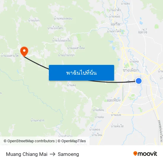 Muang Chiang Mai to Samoeng map