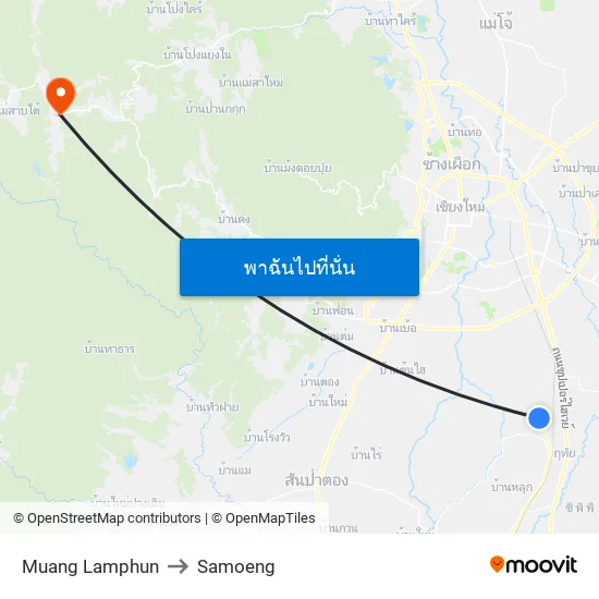 Muang Lamphun to Samoeng map