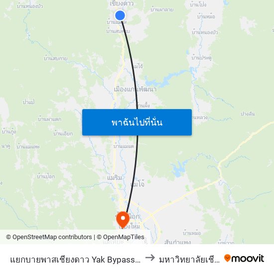 แยกบายพาสเชียงดาว Yak Bypass Chiang Dao to มหาวิทยาลัยเชียงใหม่ map