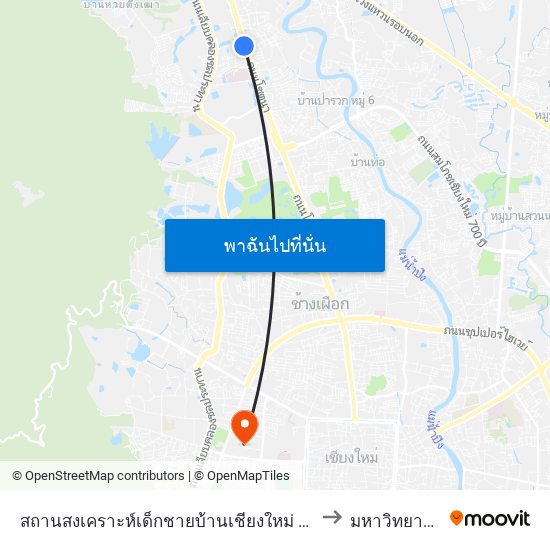 สถานสงเคราะห์เด็กชายบ้านเชียงใหม่ Ban Chiang Mai Boy Aid Center to มหาวิทยาลัยเชียงใหม่ map