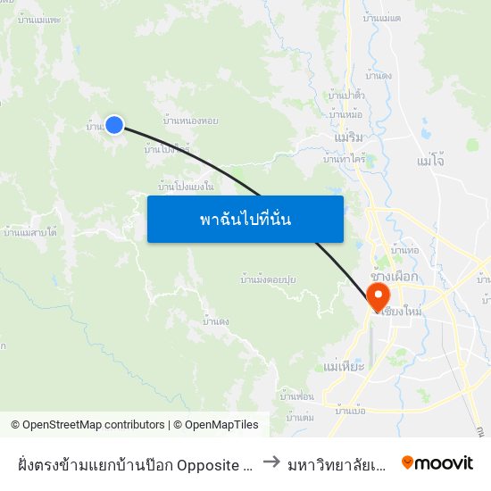 ฝั่งตรงข้ามแยกบ้านป๊อก Opposite Yaek Ban Pok to มหาวิทยาลัยเชียงใหม่ map
