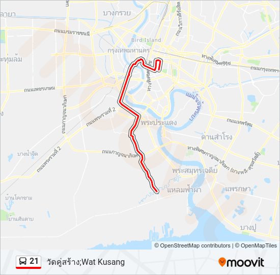 21 รถบัส แผนที่สายรถ