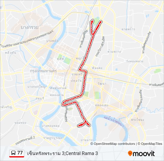 77 รถบัส แผนที่สายรถ