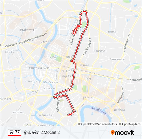 77 รถบัส แผนที่สายรถ