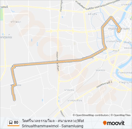 80 รถบัส แผนที่สายรถ