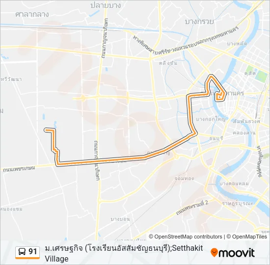 91 รถบัส แผนที่สายรถ