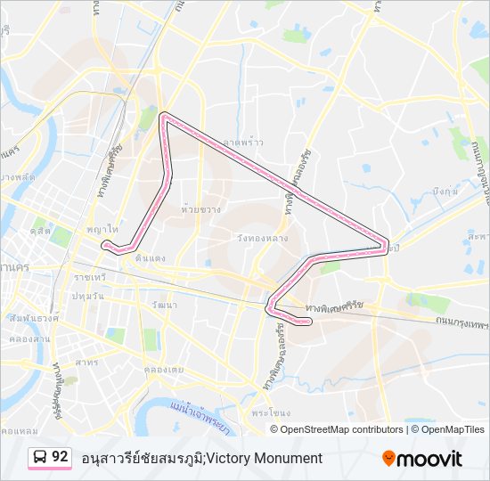 92 รถบัส แผนที่สายรถ