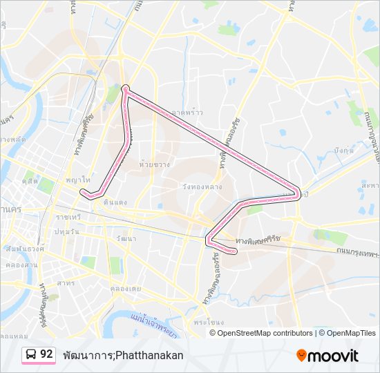 92 รถบัส แผนที่สายรถ