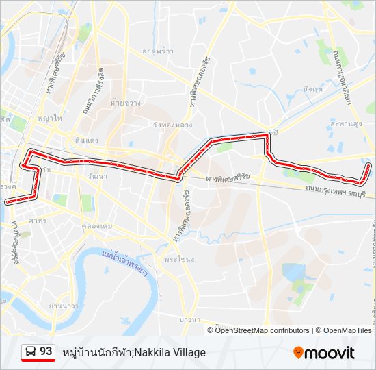 93 รถบัส แผนที่สายรถ