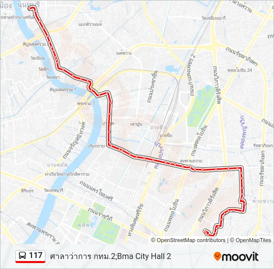 117 รถบัส แผนที่สายรถ