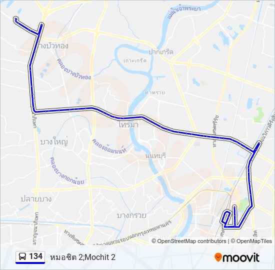 134 รถบัส แผนที่สายรถ
