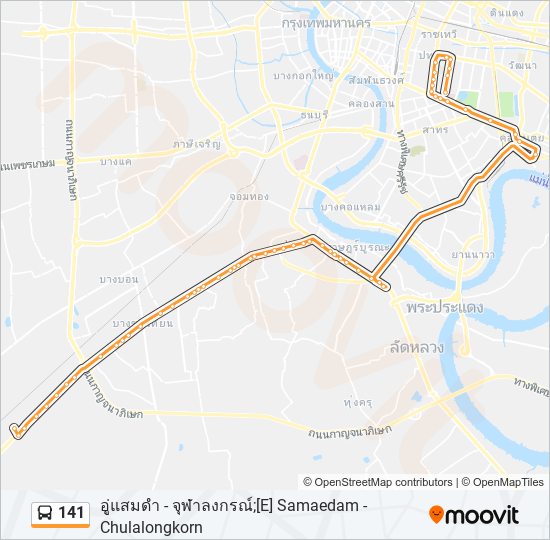 141 รถบัส แผนที่สายรถ