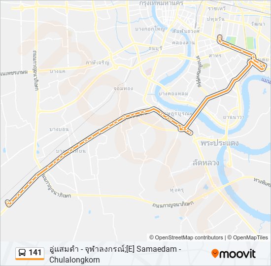 141 รถบัส แผนที่สายรถ