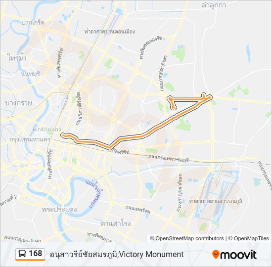 168 รถบัส แผนที่สายรถ