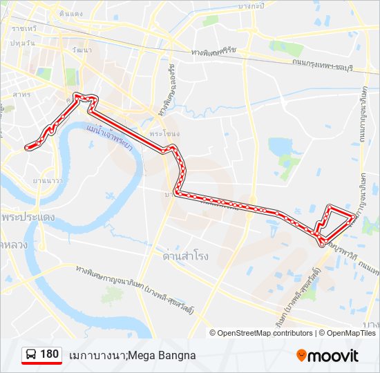 180 รถบัส แผนที่สายรถ