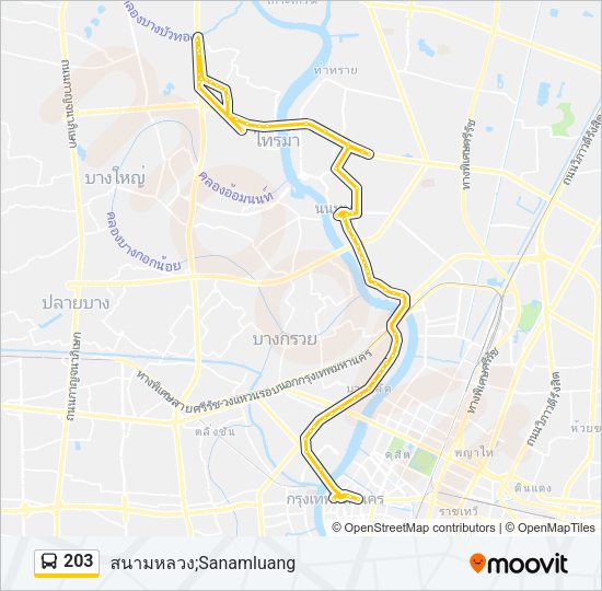 203 รถบัส แผนที่สายรถ