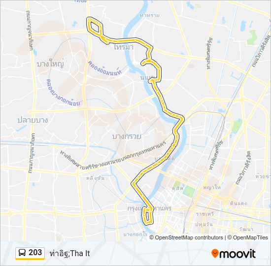 203 รถบัส แผนที่สายรถ