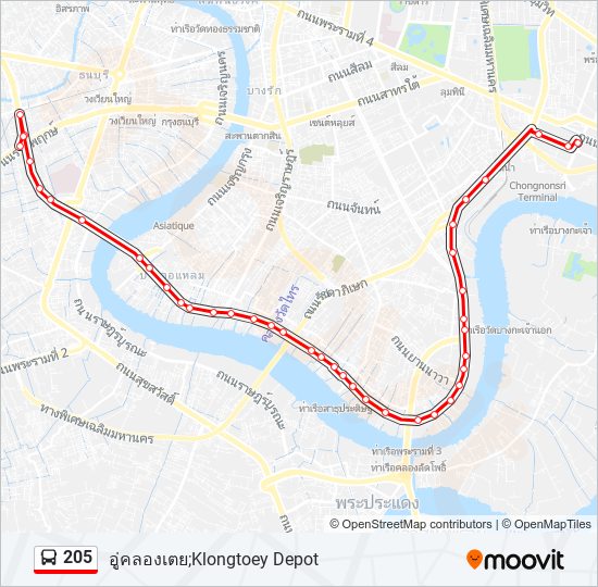 205 รถบัส แผนที่สายรถ