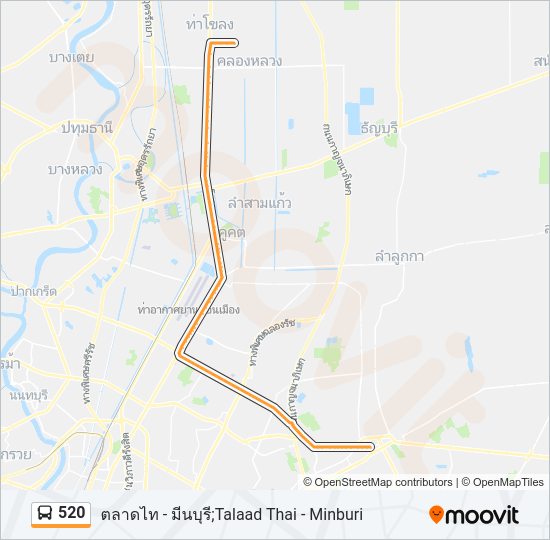 520 รถบัส แผนที่สายรถ