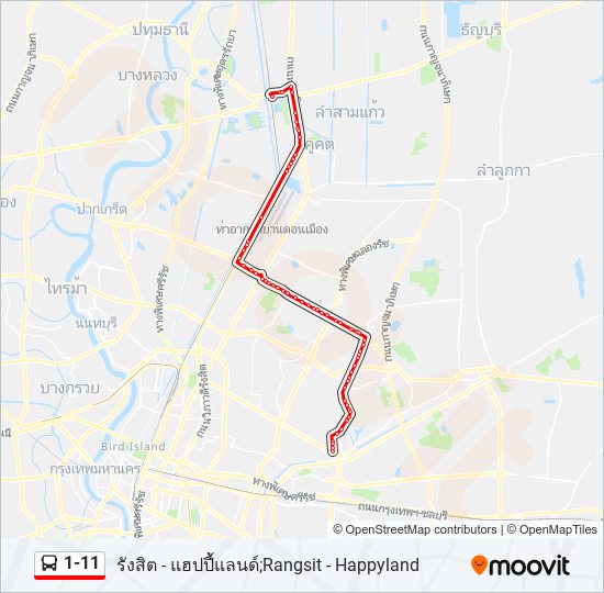 1-11 รถบัส แผนที่สายรถ