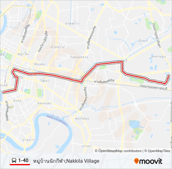 1-40 รถบัส แผนที่สายรถ