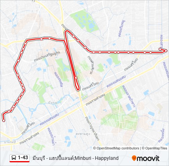 1-43 รถบัส แผนที่สายรถ