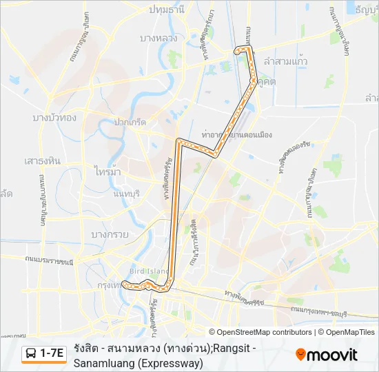 1-7E Bus Line Map