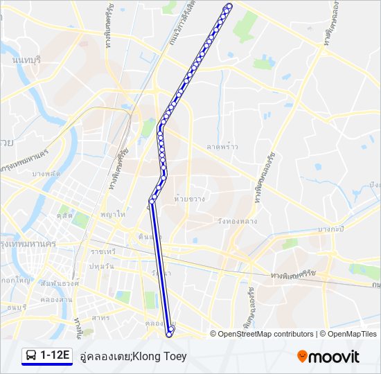 1-12E รถบัส แผนที่สายรถ