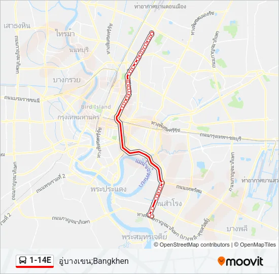 1-14E Bus Line Map
