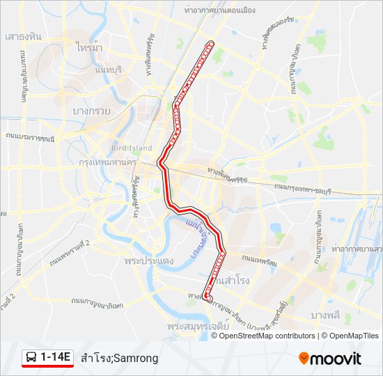 1-14E รถบัส แผนที่สายรถ