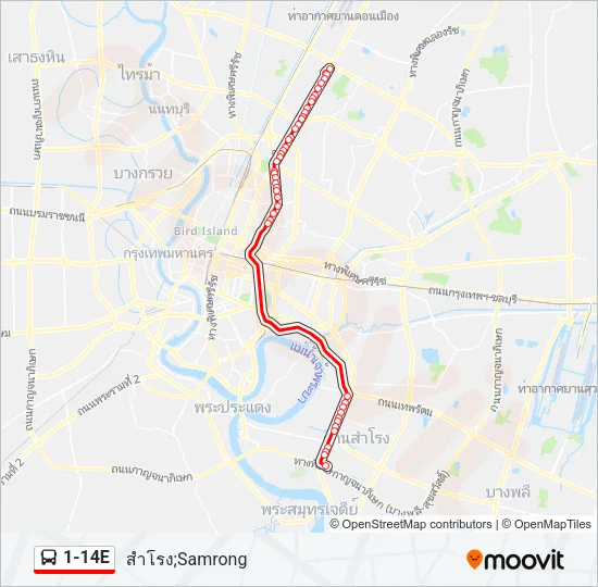 1-14E Bus Line Map