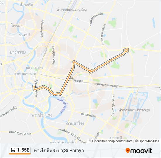 1-55E รถบัส แผนที่สายรถ