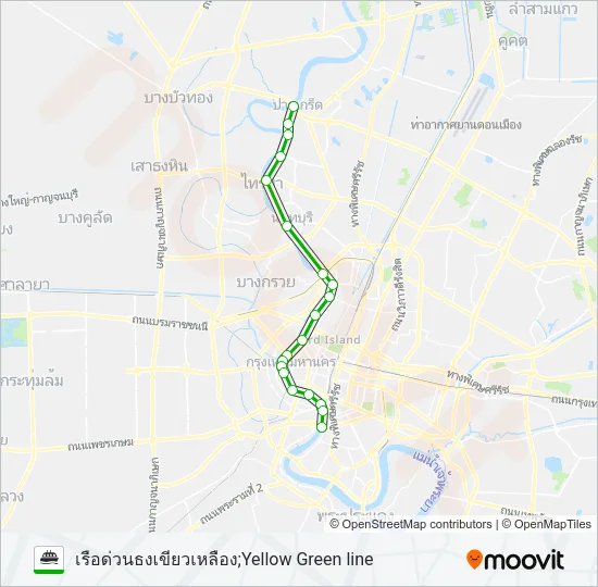 เรือด่วนธงเขียวเหลือง Ferry Line Map