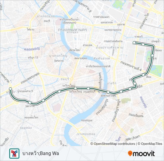 เส้นทางของสาย Silom: ตารางเดินรถ, ป้ายต่างๆและแผนที่ - บางหว้า;Bang Wa  (อัปเดตแล้ว)