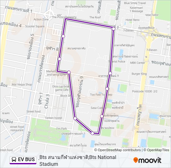 EV BUS รถบัส แผนที่สายรถ