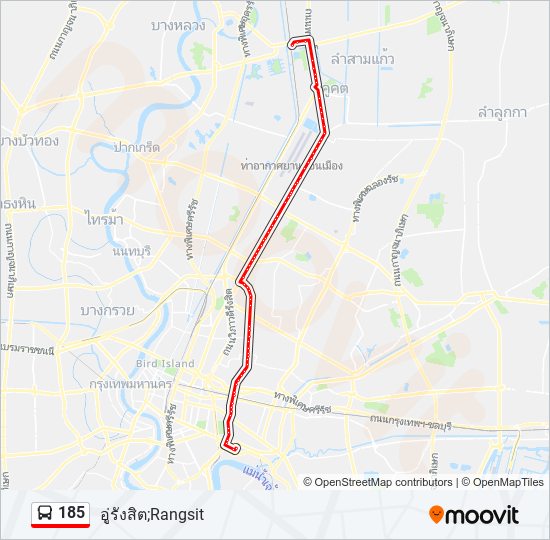 185 รถบัส แผนที่สายรถ