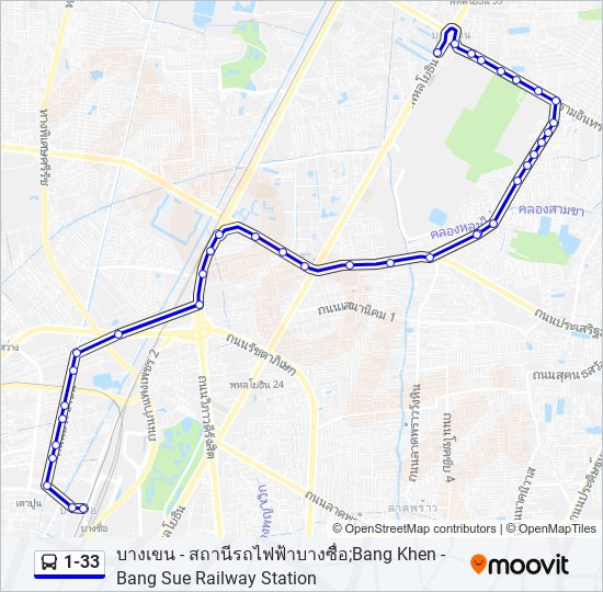 1-33 รถบัส แผนที่สายรถ