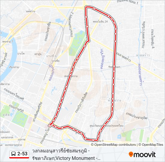 2-53 รถบัส แผนที่สายรถ