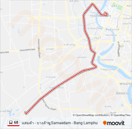 68 รถบัส แผนที่สายรถ
