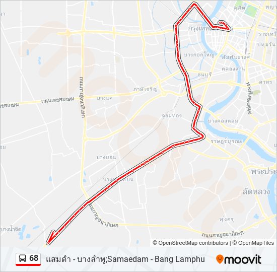 68 รถบัส แผนที่สายรถ