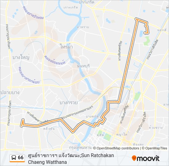 66 รถบัส แผนที่สายรถ