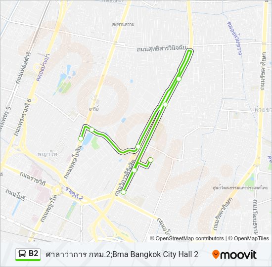 B2 รถบัส แผนที่สายรถ