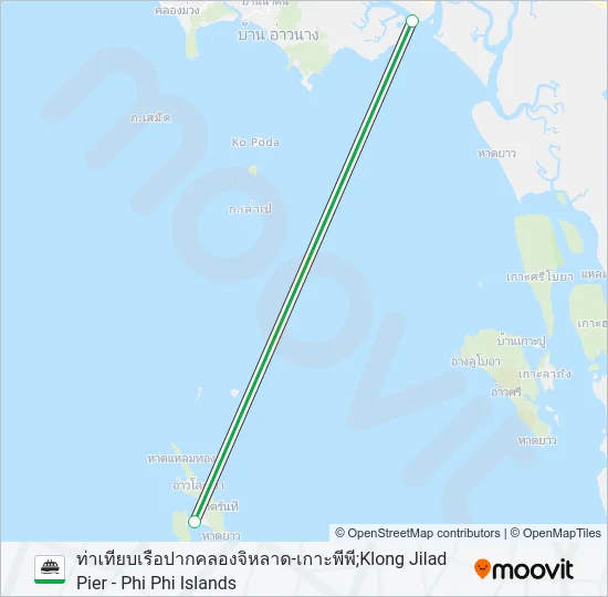 ท่าเรือปากคลองจิหลาด-เกาะพีพี Ferry Line Map
